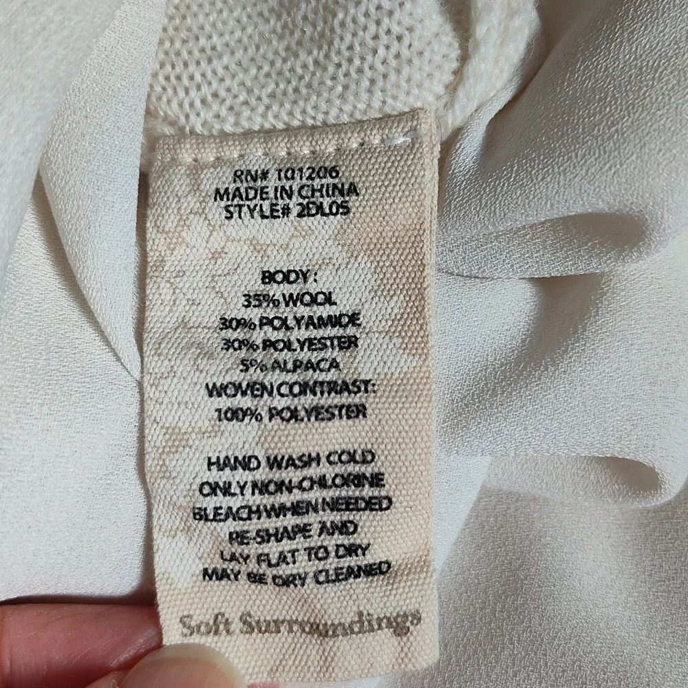 Soft Surroundings Sirena wool alpaca blend tunic ivory sweater‎ S